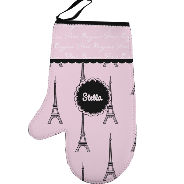 Paris & Eiffel Tower Personalized Oven Mitt - Left