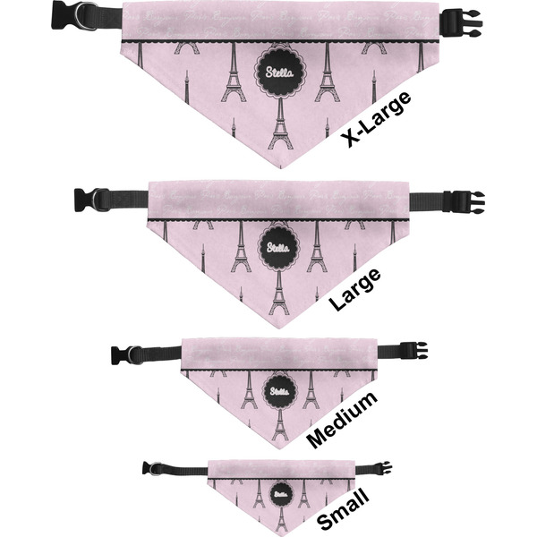 Paris & Eiffel Tower Pet Bandana Sizes