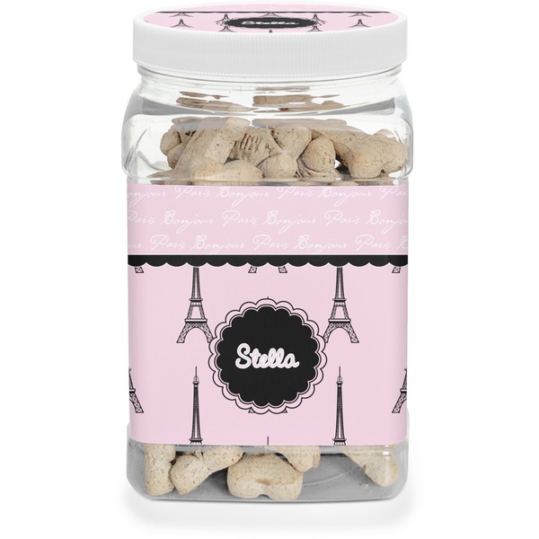 Custom Paris & Eiffel Tower Dog Treat Jar (Personalized)