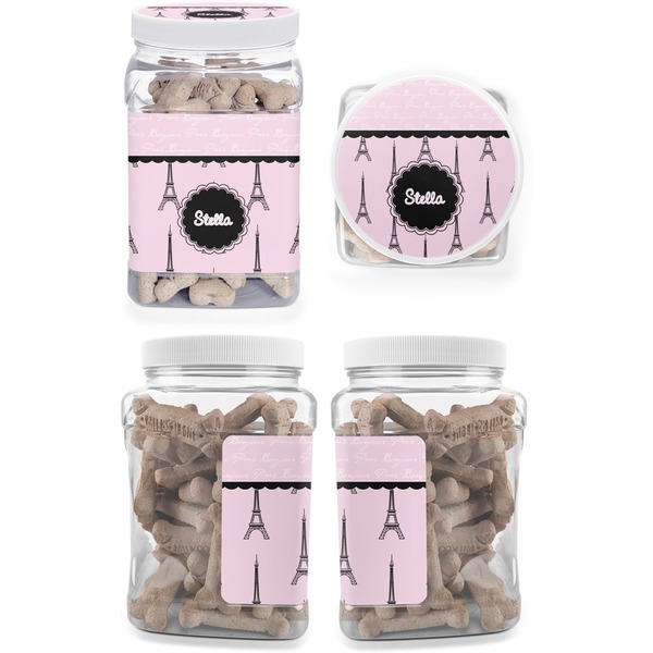 Paris & Eiffel Tower Pet Treat Jar - Multiple Angles
