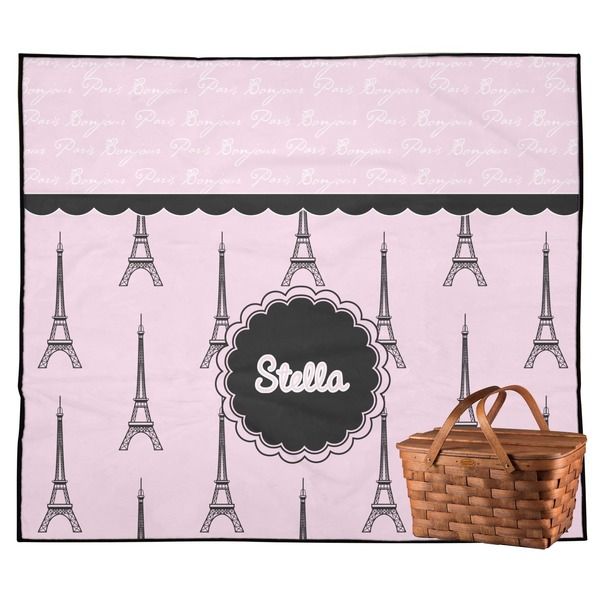 Custom Paris & Eiffel Tower Outdoor Picnic Blanket (Personalized)