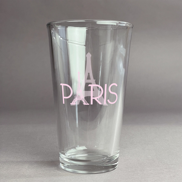 Custom Paris & Eiffel Tower Pint Glass - Full Color Logo