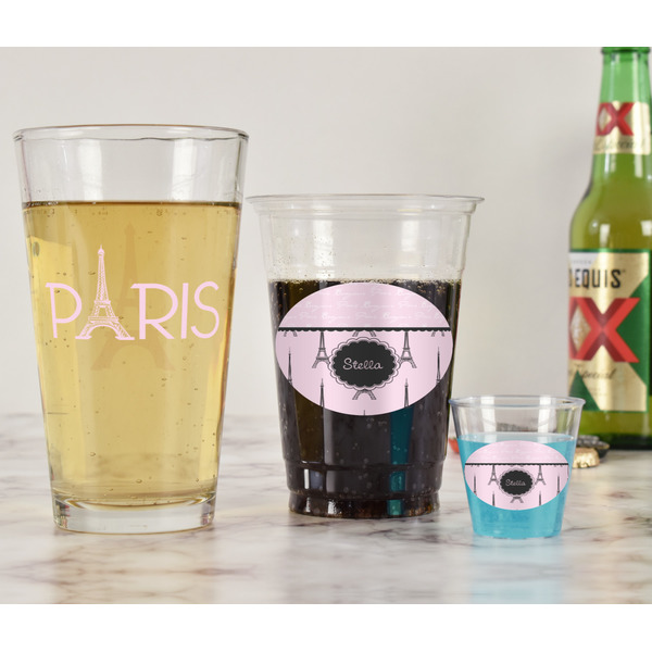 Paris & Eiffel Tower Pint Glass - Two Content - In Context