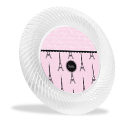 Paris & Eiffel Tower Plastic Party Dinner Plates - 10" (Personalized)