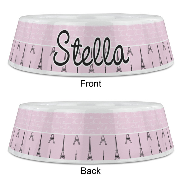 Paris & Eiffel Tower Plastic Pet Bowls - Large - APPROVAL