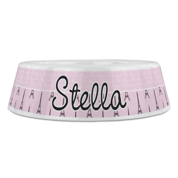 Paris & Eiffel Tower Plastic Pet Bowls - Large - FRONT