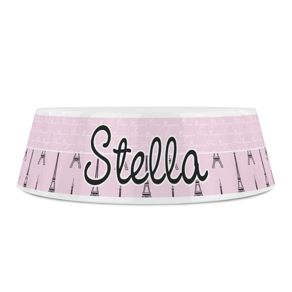 Paris & Eiffel Tower Plastic Pet Bowls - Small - FRONT