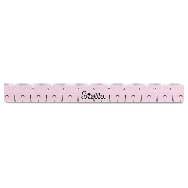 Paris & Eiffel Tower Plastic Ruler - 12" - FRONT