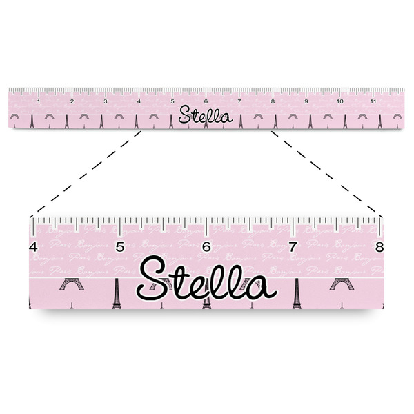 Custom Paris & Eiffel Tower Plastic Ruler - 12" (Personalized)