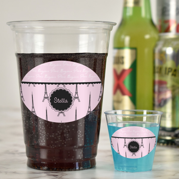 Paris & Eiffel Tower Plastic Shot Glasses - In Context