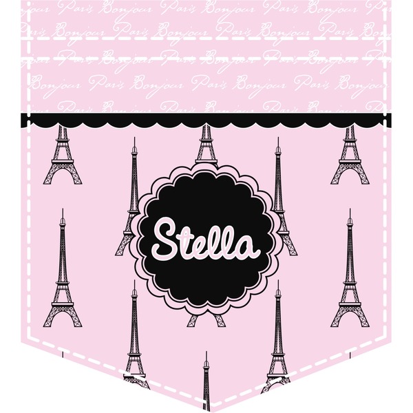 Custom Paris & Eiffel Tower Iron On Faux Pocket (Personalized)