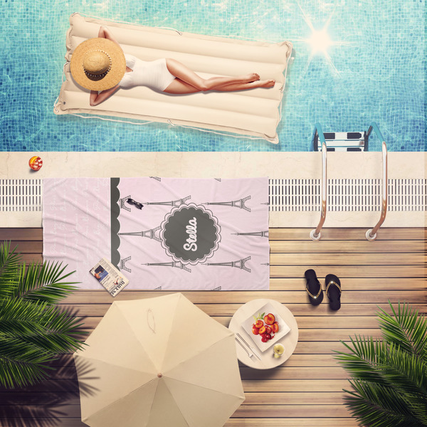 Paris & Eiffel Tower Pool Towel Lifestyle