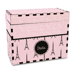 Paris & Eiffel Tower Wood Recipe Box - Full Color Print (Personalized)