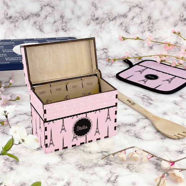 Paris & Eiffel Tower Recipe Box - Full Color - In Context