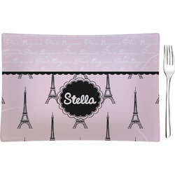 Paris & Eiffel Tower Rectangular Glass Appetizer / Dessert Plate - Single or Set (Personalized)