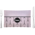 Paris & Eiffel Tower Glass Rectangular Lunch / Dinner Plate (Personalized)