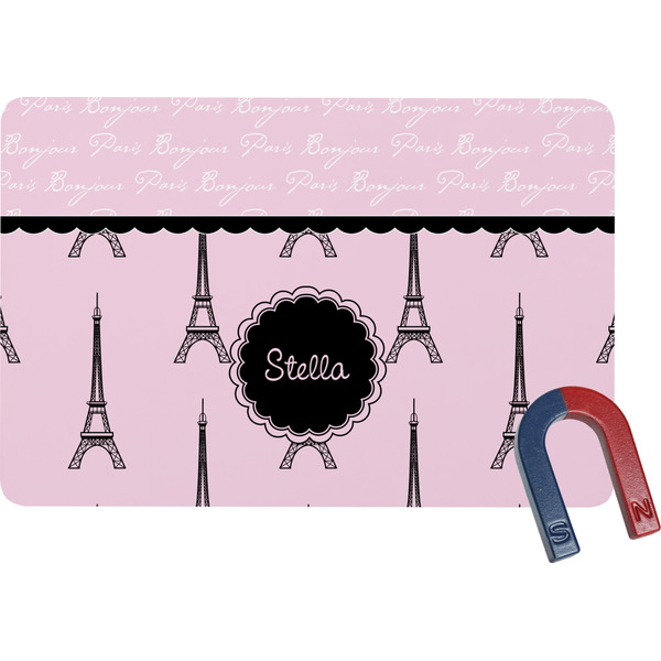 Custom Paris & Eiffel Tower Rectangular Fridge Magnet (Personalized)