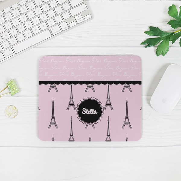 Paris & Eiffel Tower Rectangular Mouse Pad - LIFESTYLE 2