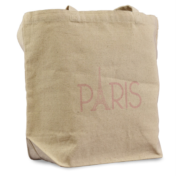 Custom Paris & Eiffel Tower Reusable Cotton Grocery Bag - Single