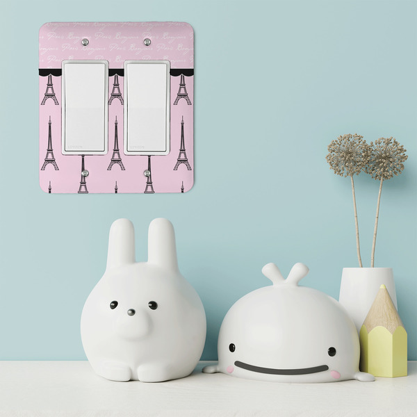 Paris & Eiffel Tower Rocker Light Switch Covers - Double - IN CONTEXT