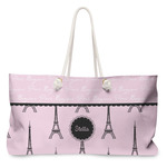 Paris & Eiffel Tower Large Tote Bag with Rope Handles (Personalized)