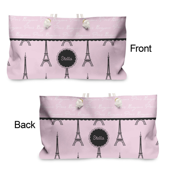 Paris & Eiffel Tower Large Rope Tote - From & Back View