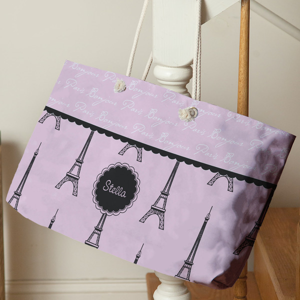 Paris & Eiffel Tower Large Rope Tote - Life Style
