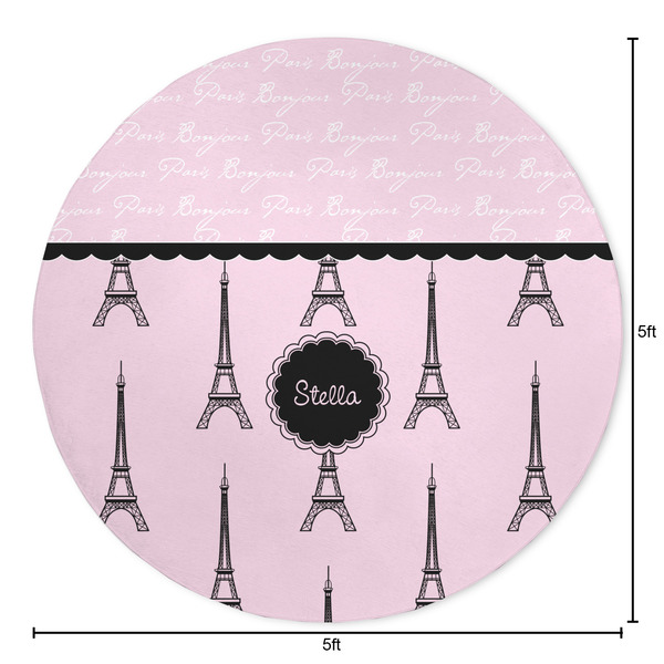 Paris & Eiffel Tower Round Area Rug - Size