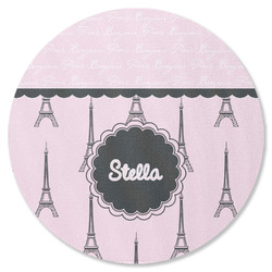 Paris & Eiffel Tower Round Rubber Backed Coaster (Personalized)