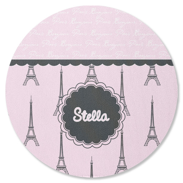 Custom Paris & Eiffel Tower Round Rubber Backed Coaster (Personalized)
