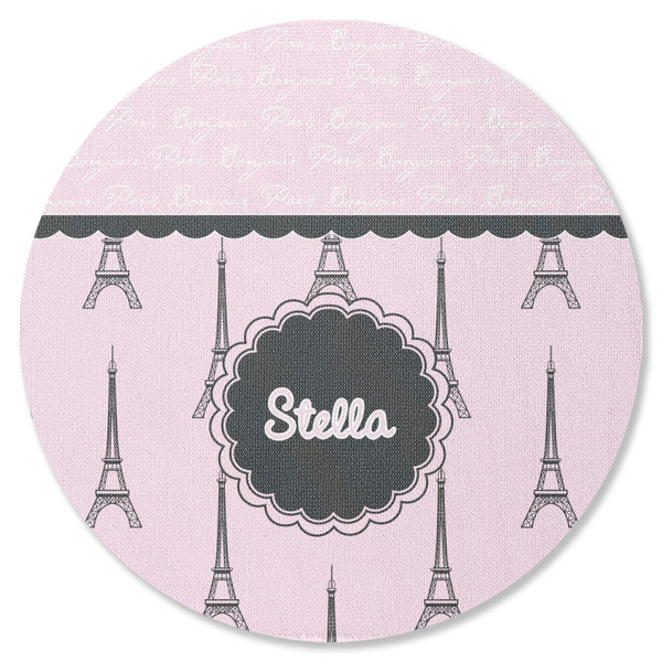 Paris & Eiffel Tower Round Coaster Rubber Back - Single