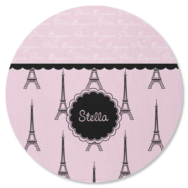 Paris & Eiffel Tower Round Coaster Rubber Back - Single