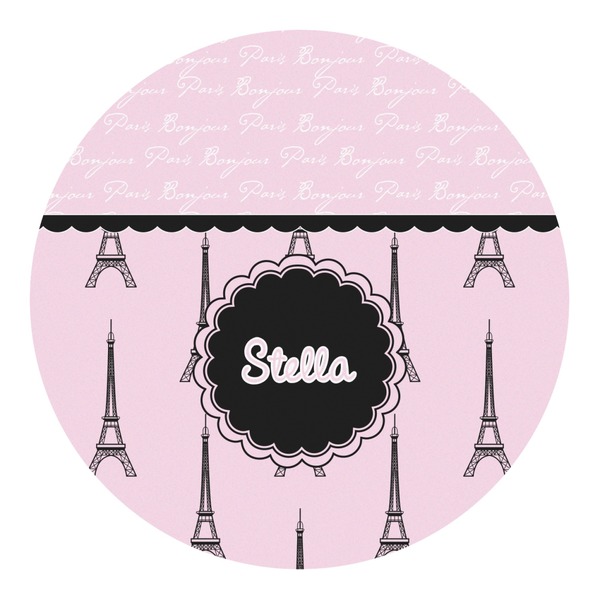Custom Paris & Eiffel Tower Round Decal - Small (Personalized)