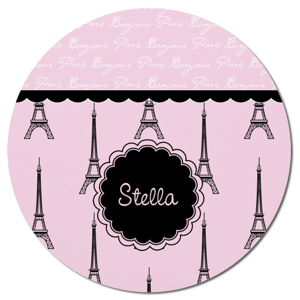 Paris & Eiffel Tower Round Fridge Magnet - FRONT