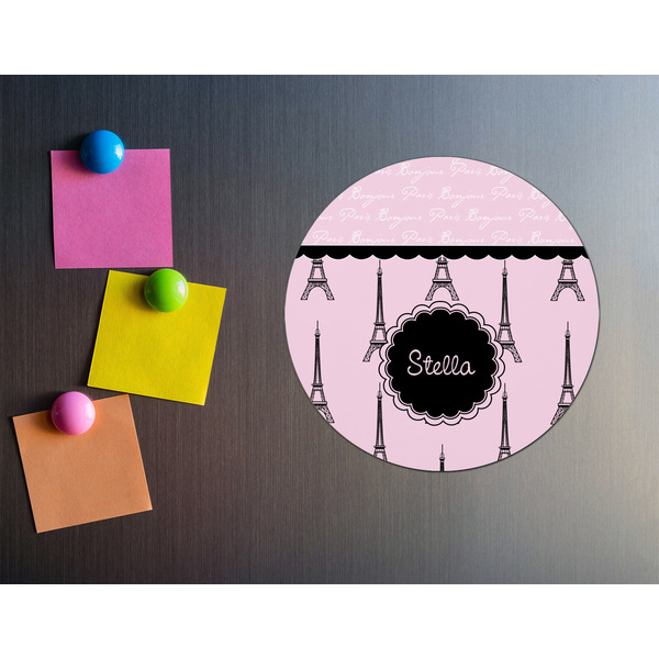 Paris & Eiffel Tower Round Fridge Magnet - LIFESTYLE