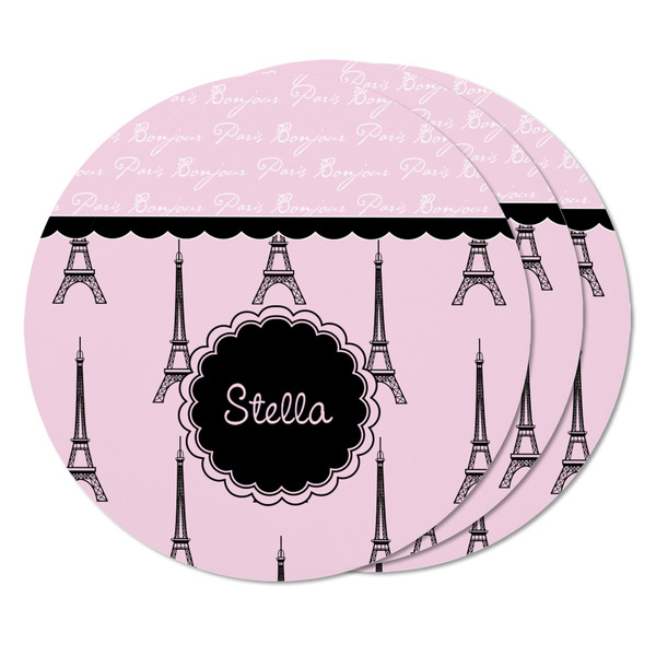 Paris & Eiffel Tower Round Fridge Magnet - THREE