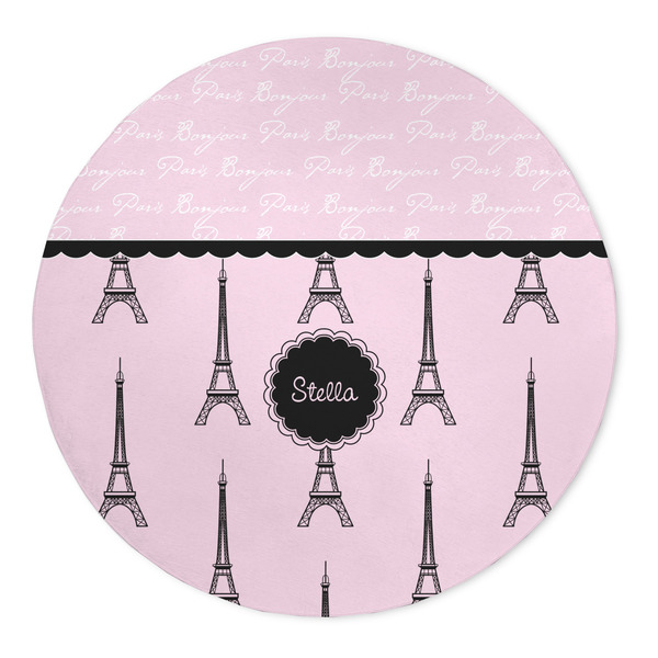 Custom Paris & Eiffel Tower 5' Round Indoor Area Rug (Personalized)