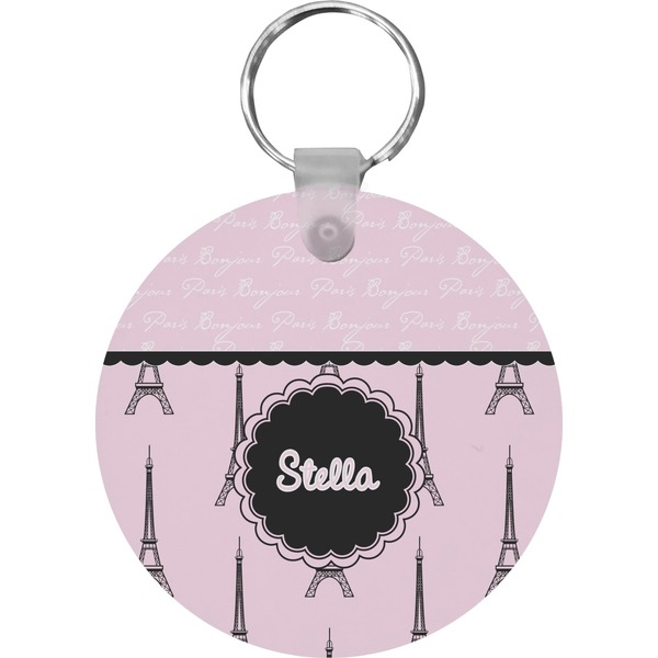 Paris & Eiffel Tower Round Keychain (Personalized)