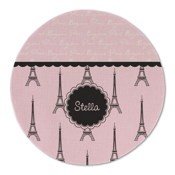 Paris & Eiffel Tower Round Linen Placemats - FRONT (Double Sided)
