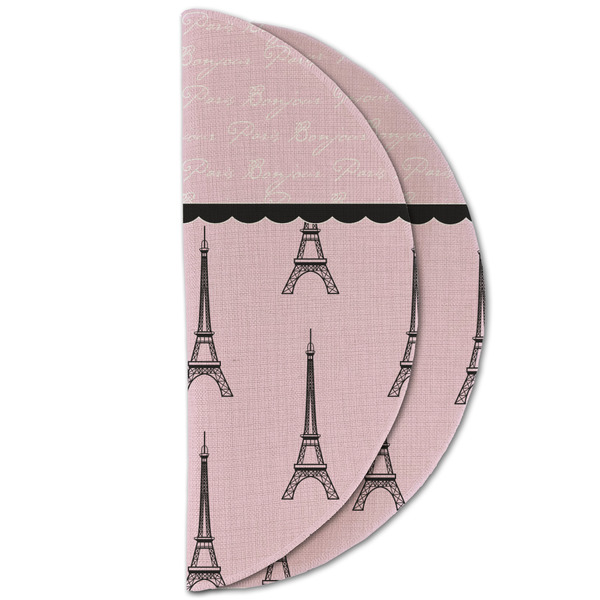 Paris & Eiffel Tower Round Linen Placemats - HALF FOLDED (double sided)