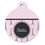 Paris & Eiffel Tower Round Pet ID Tag (Personalized)