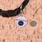 Paris & Eiffel Tower Round Pet ID Tag - Small - In Context