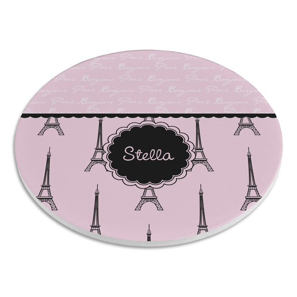 Paris & Eiffel Tower Round Stone Trivet - Angle View
