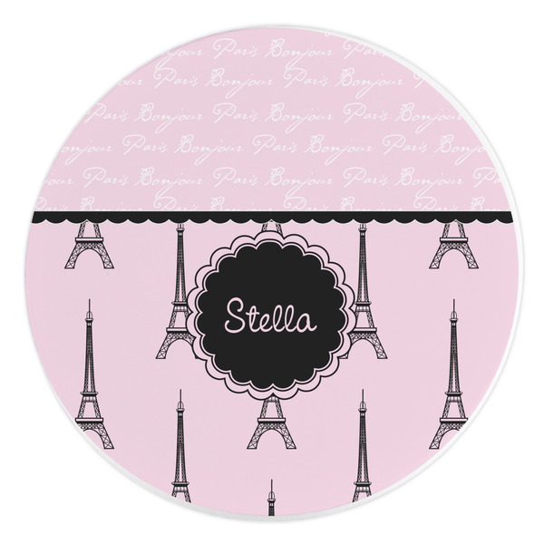 Custom Paris & Eiffel Tower Round Stone Trivet (Personalized)