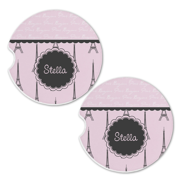Paris & Eiffel Tower Sandstone Car Coasters - Set of 2
