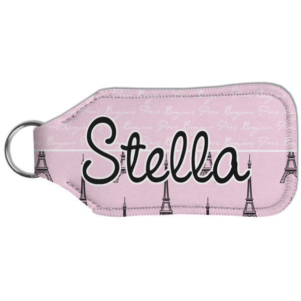 Paris & Eiffel Tower Sanitizer Holder Keychain - Large (Back)