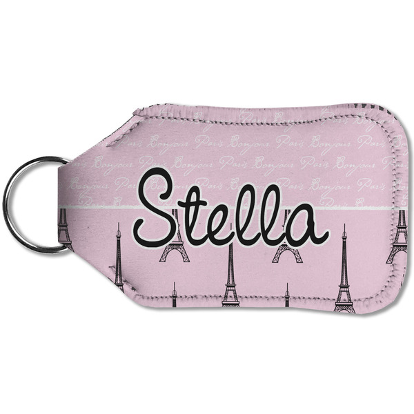 Paris & Eiffel Tower Sanitizer Holder Keychain - Small (Back)