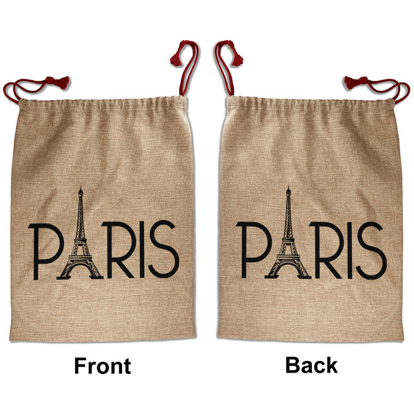 Custom Paris & Eiffel Tower Santa Sack - Front & Back