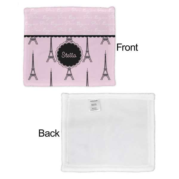 Paris & Eiffel Tower Security Blanket - Front & White Back View