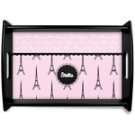 Paris & Eiffel Tower Black Wooden Tray - Small (Personalized)